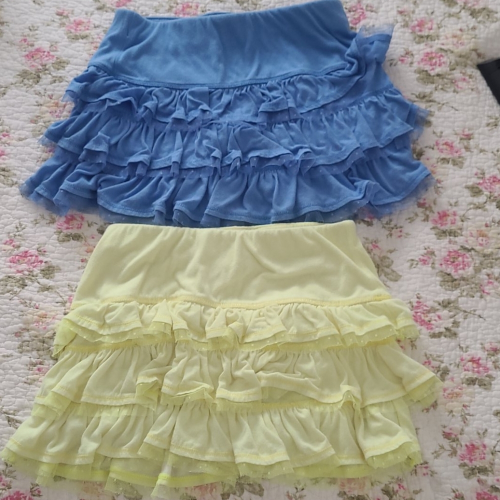 ❤4/$20❤Justice Blue & Yellow Ruffles Skirts